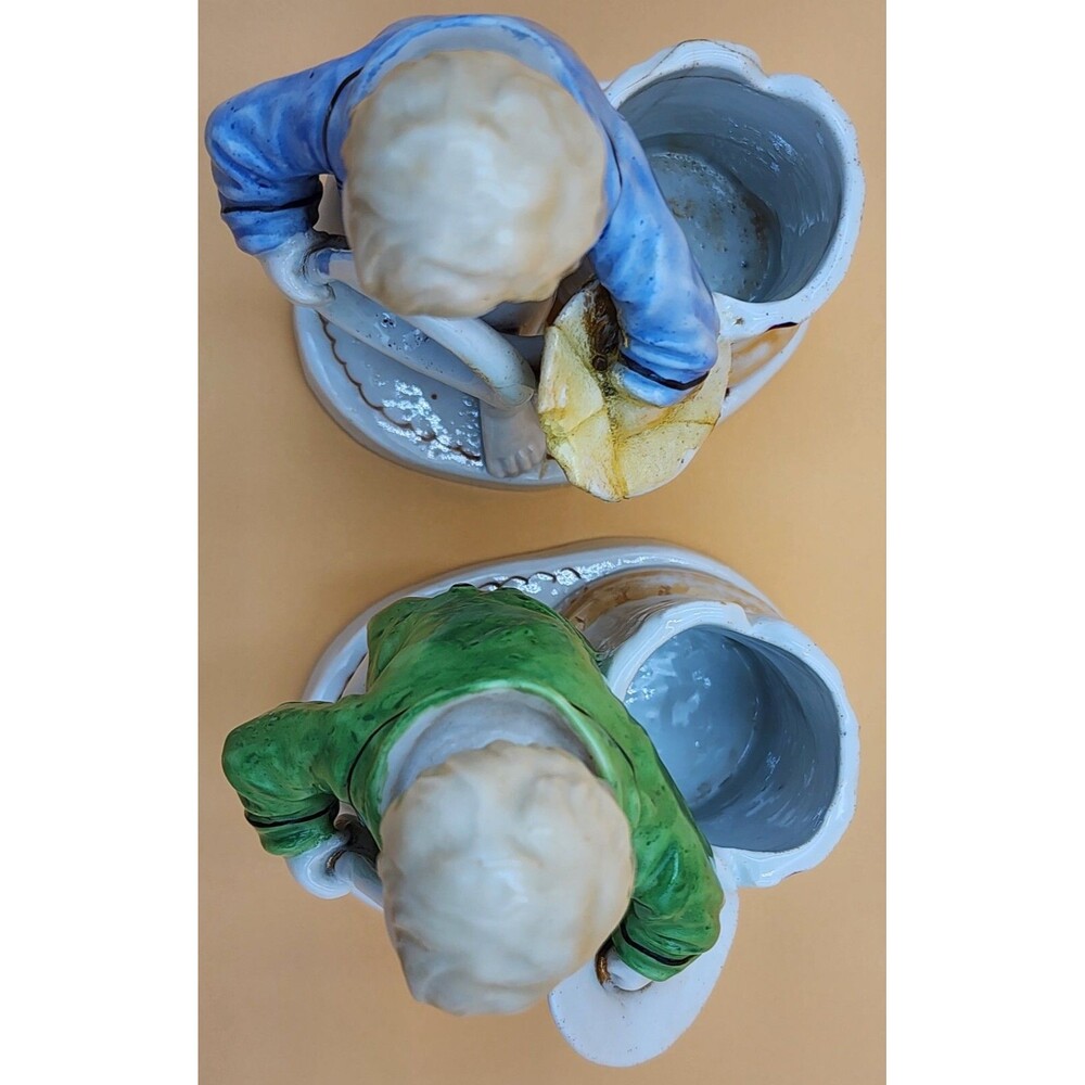 TWO Antique Porcelain Figurines ~ Wooden Match Holders ~ 1871 Written on bottom - Picture 5 of 16